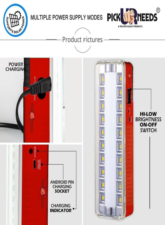 Pick Ur Needs Rechargeable Home Emergency Tube +10 SMD LED Floor Lantern Lamp Light (Red) - Image 3